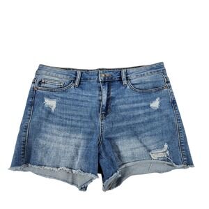 Judy Blue Medium Blue Distressed Denim Jean Shorts